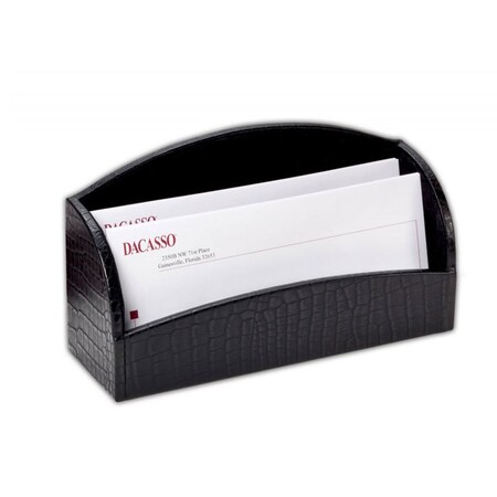 Dacasso Black Crocodile Embossed Leather Letter Holder AG-2208